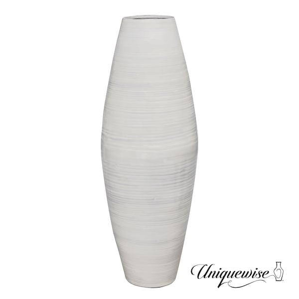 Uniquewise Bamboo Cylinder Floor Vase-Handcrafted Tall Decorative Vase-Ideal for Dining Room, Living Room, 27.5" White QI003245.WT - main